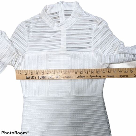 Lulus For Always White Ruffled Long Sleeve Dress! Cool, ruffled, ribbed knit is - Picture 4 of 10